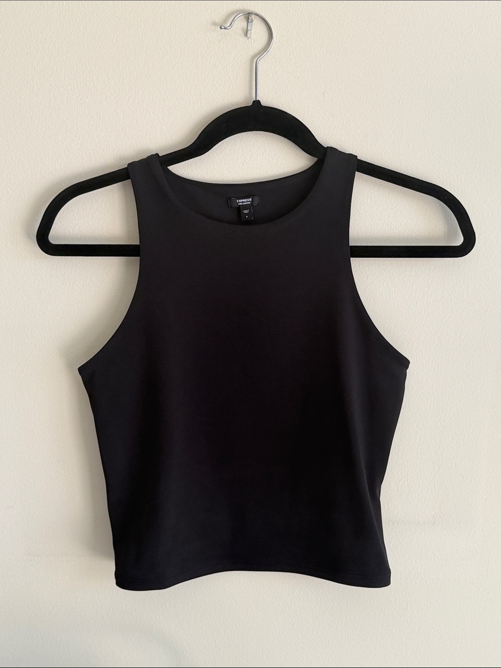 Express Black High-Neck Cropped Tank